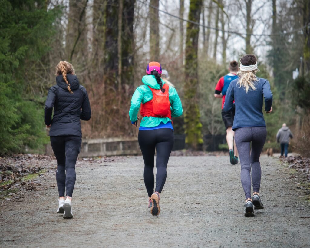 Women running together